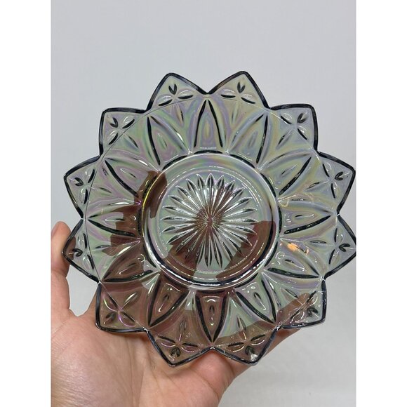 VTG Federal Glass Petal Star Carnival Glass Bowl Iridescent 5.5" MCM Candy Dish - Picture 3 of 5